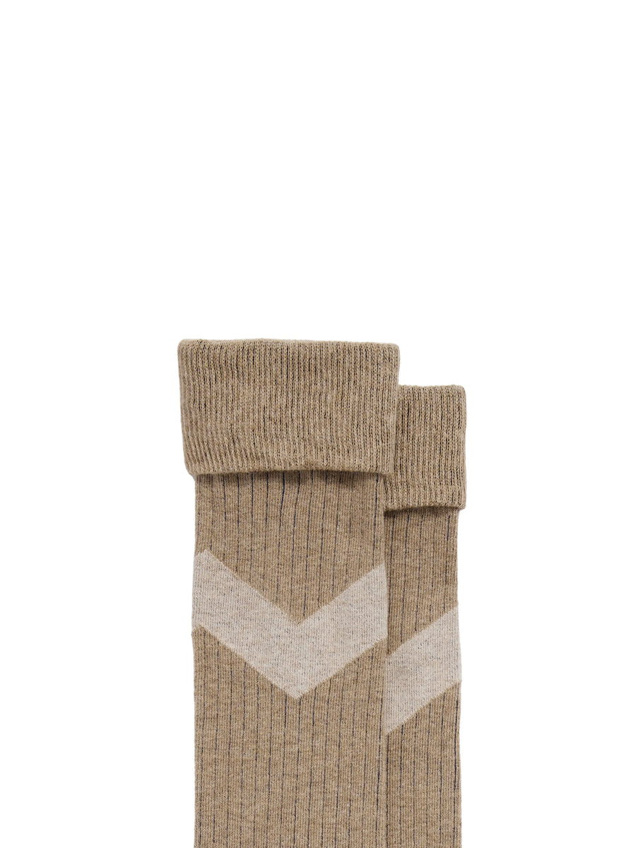 Signature Chevron Sock - Women's Knee High Chevron Sock - Sand
