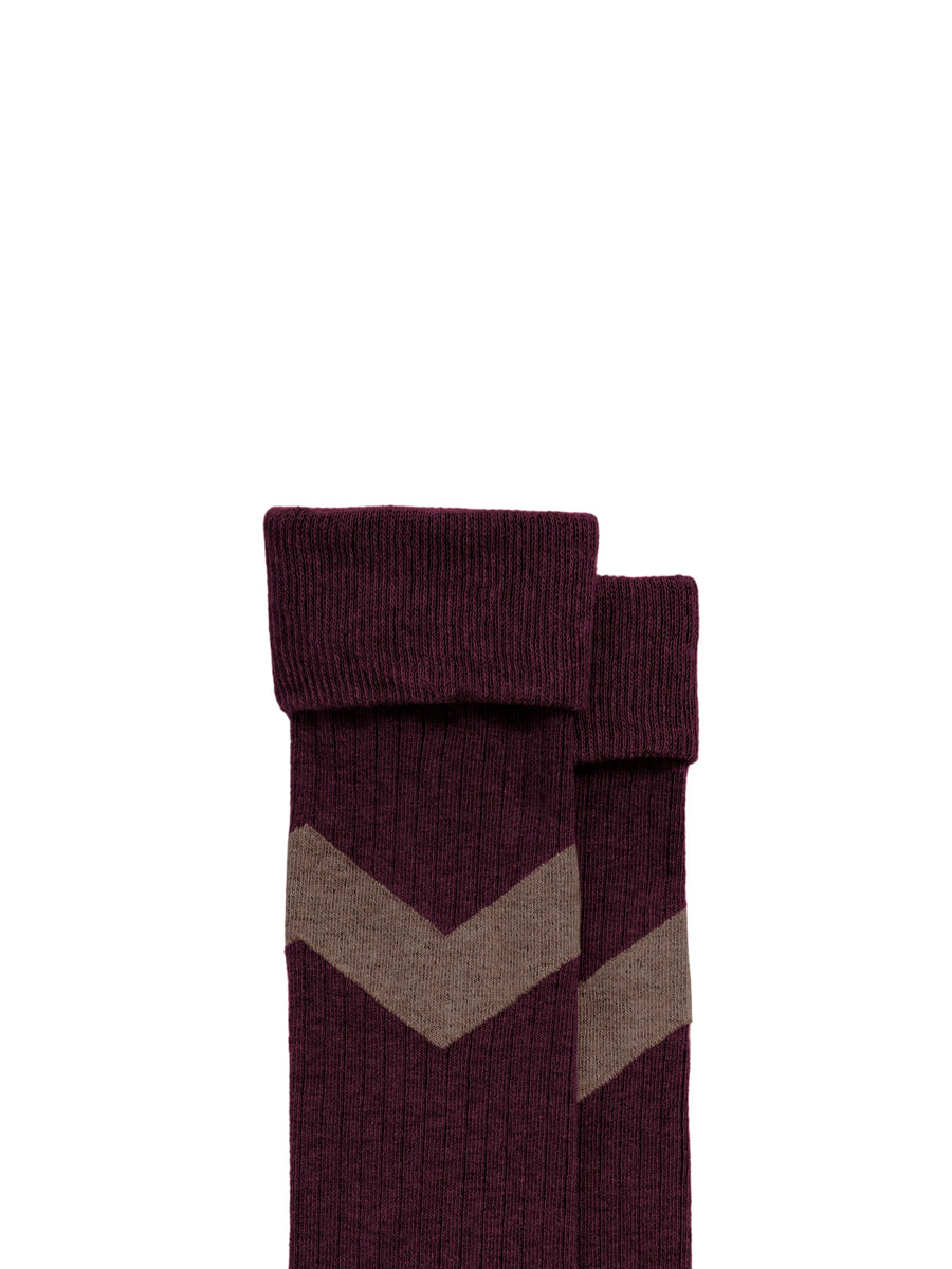 Signature Chevron Sock - Women's Knee High Chevron Sock - Port
