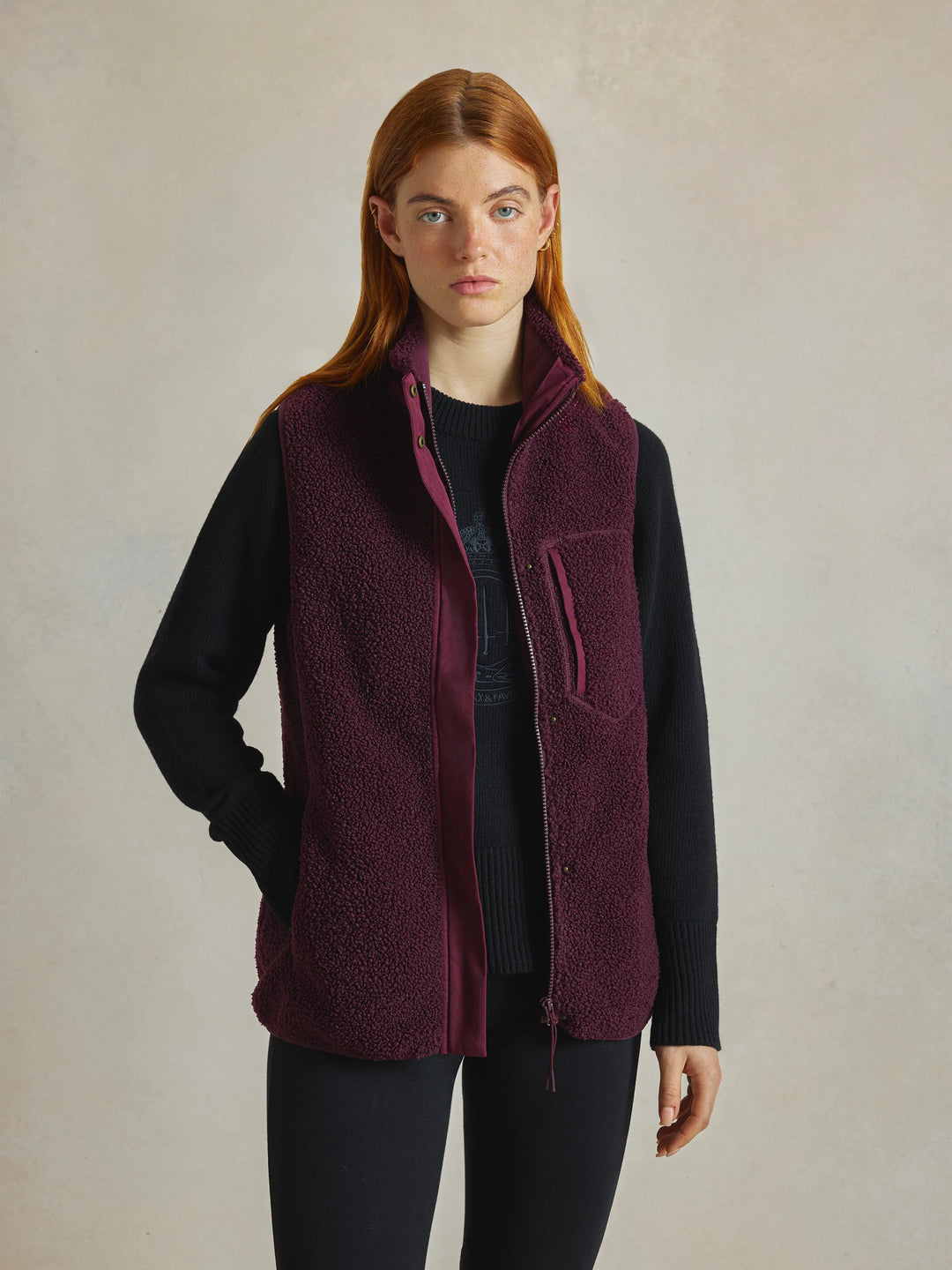 Agnes Fleece Gilet - Port - Jackets