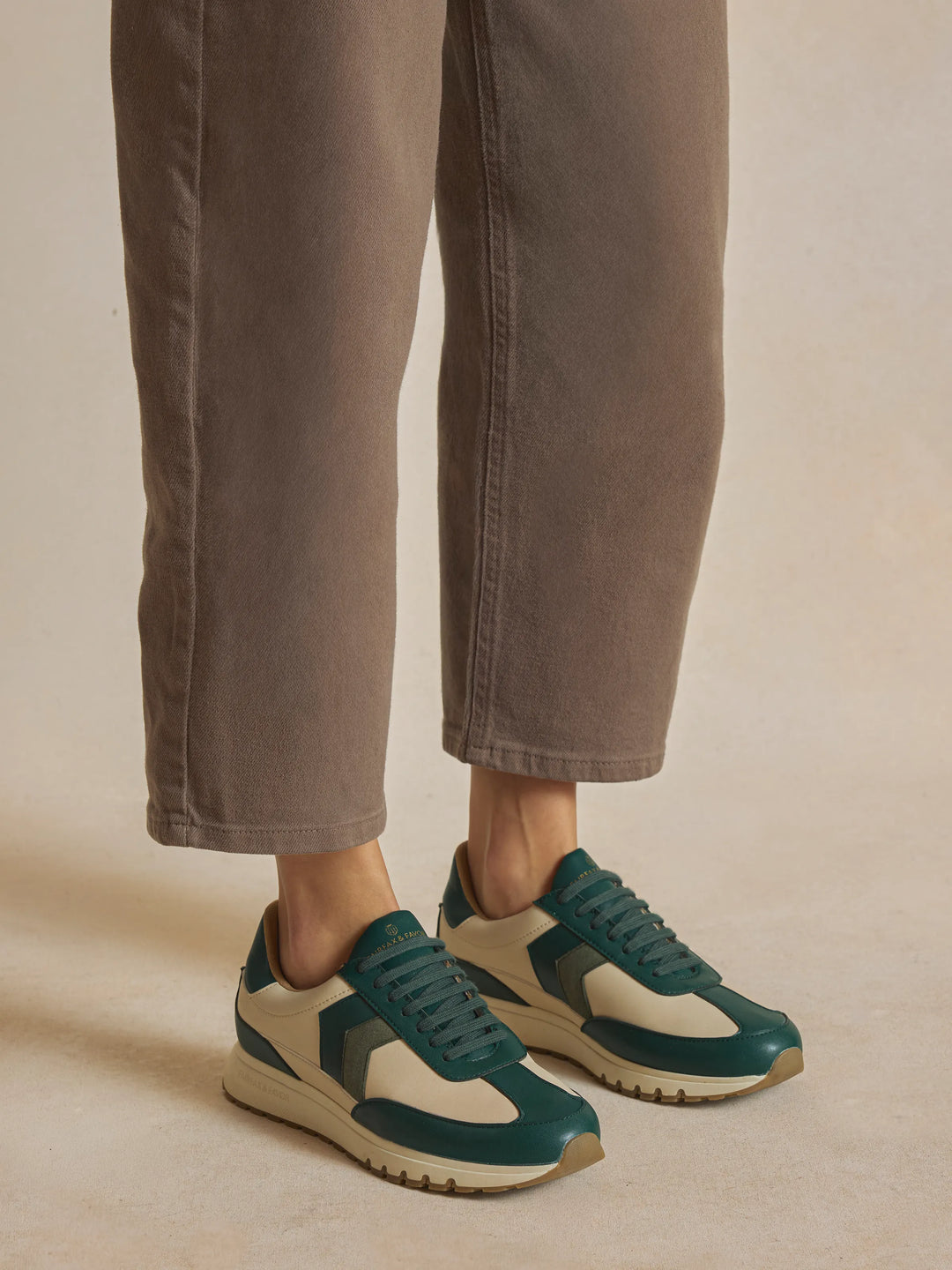Harpley Waterproof Trainer - Off White & Clover Green - Trainers