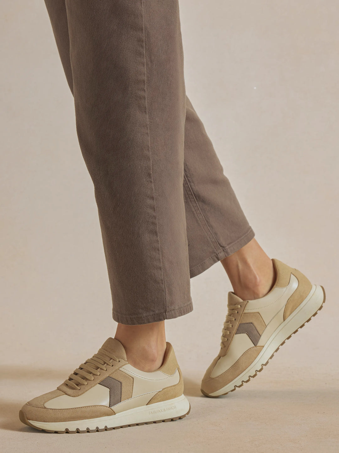 Harpley Waterproof Trainer - Off White & Nude - Trainers