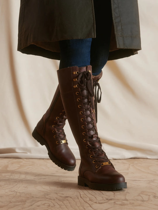 knee length dresses for ladies Anglesey - Women's Knee High Boot - Mahogany
