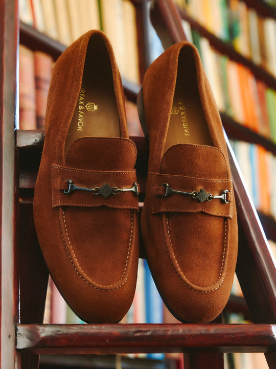 Cambridge Men's Loafers Cognac Suede Fairfax Favor