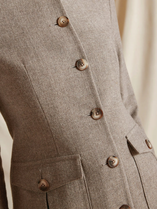 Eliza - Women's Herringbone Jacket - Driftwood | Fairfax & Favor