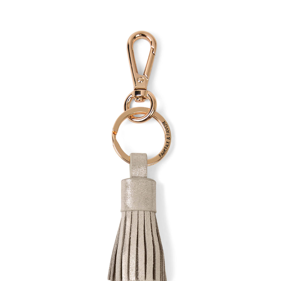 Key Ring - Tassel Key Ring - Champagne Suede