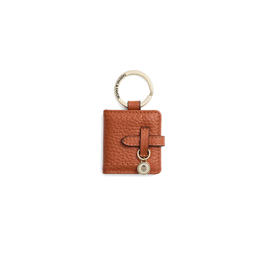 Key Ring - Photo Holder Key Ring - Orange Leather