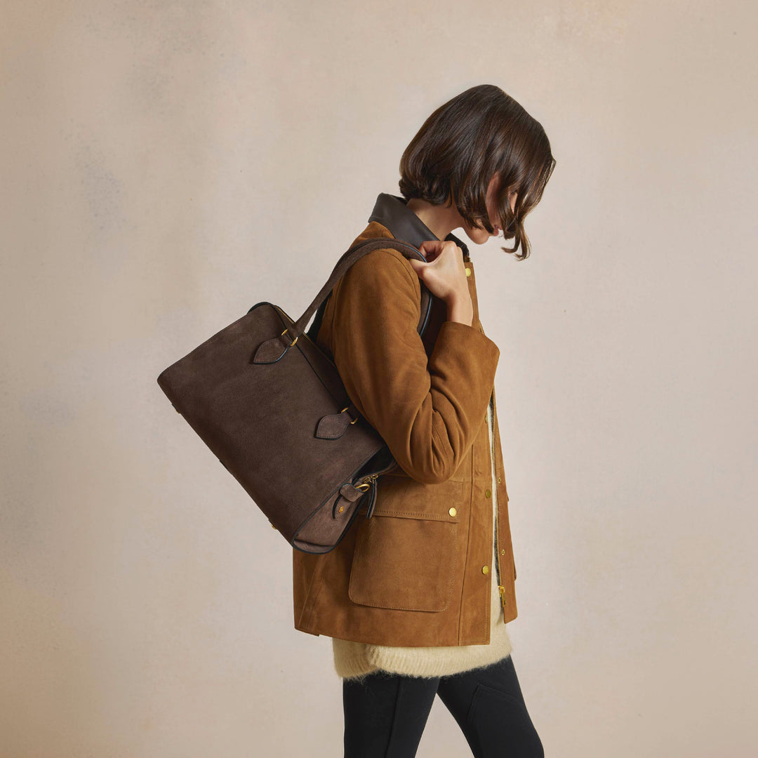 Kew Shoulder Bag Chocolate Suede - Bags