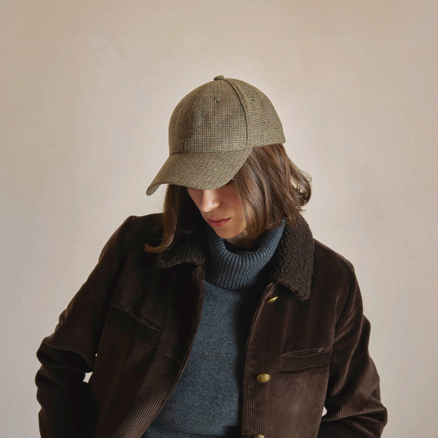 Mabel - Women's Wool Cap - Forest Check
