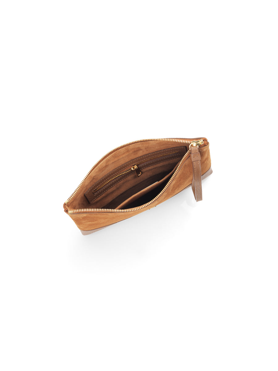 The Highbury - Women's Clutch Bag - Tan Suede