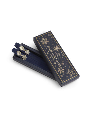 Suede Boot Tassels - Snowflake Charm Navy & Gold