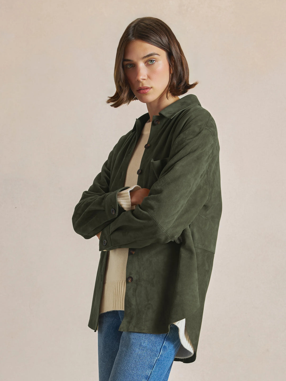 Maya - Dark Green Suede - Tops