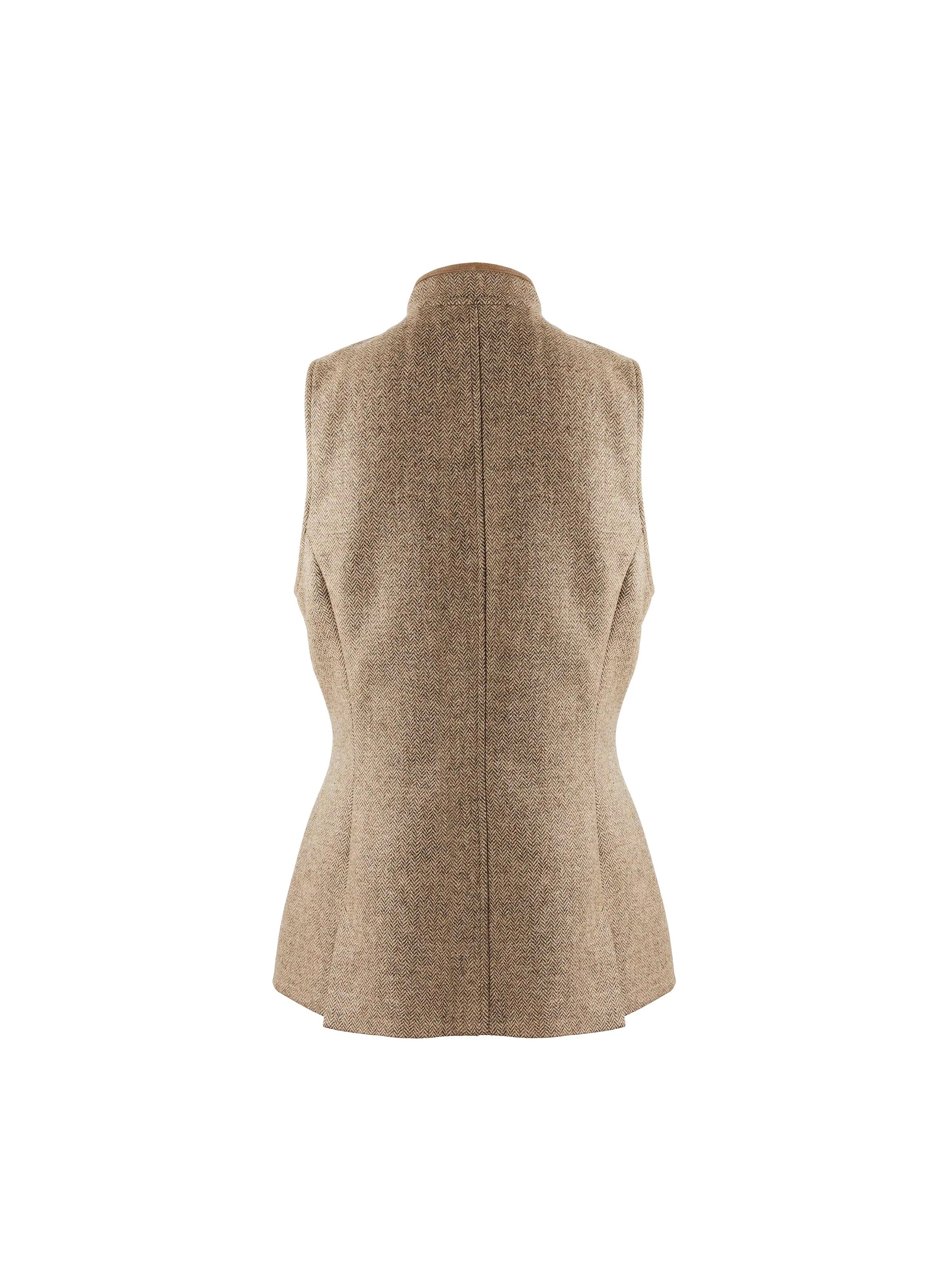 Madeline - Women's Gilet - Taupe Herringbone | Fairfax & Favor