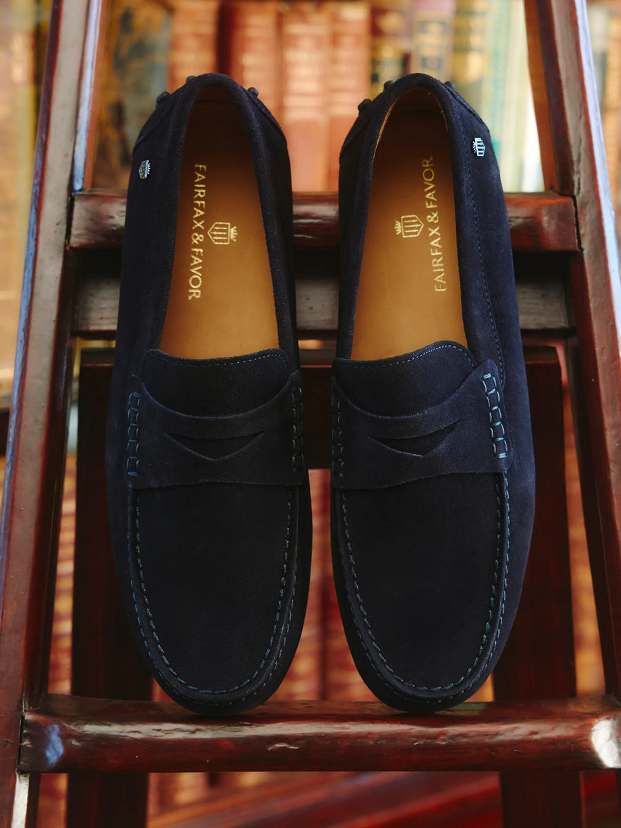 The Monte Carlo - Men's Driving Shoes - Navy Blue Suede