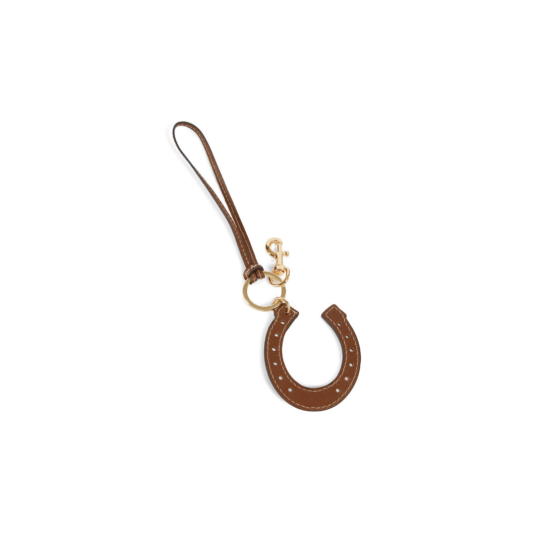 Horse Shoe Bag Charm Tan Leather - Other