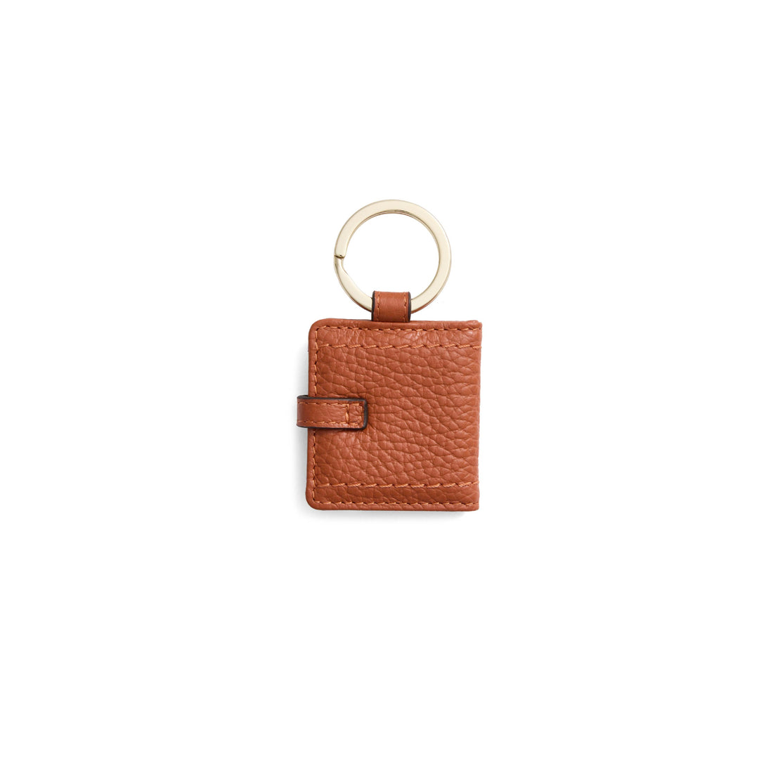 Photo Holder Key Ring Orange Leather - Other