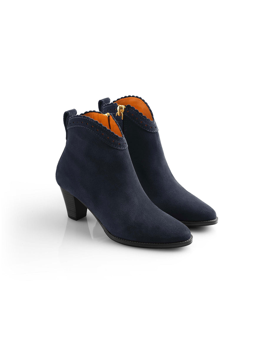 The Regina Ankle - Women's Ankle Boots - Navy Suede