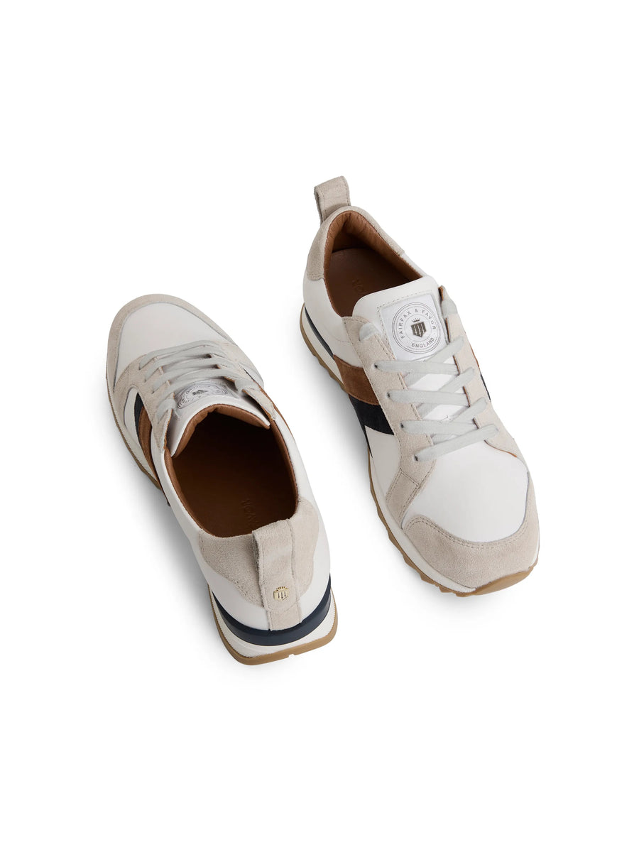 Xandra - White - Tan & Navy - Trainers