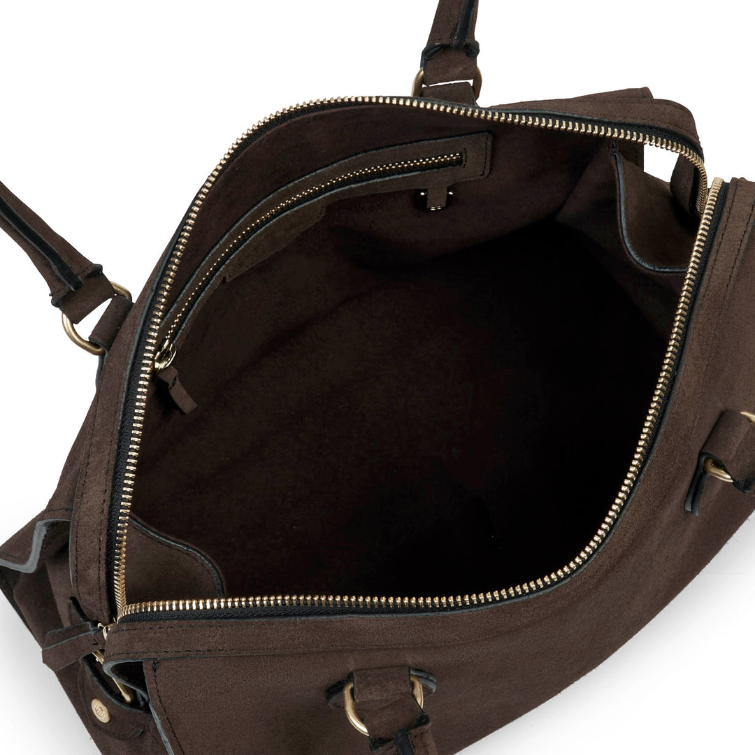 Kew Shoulder Bag Chocolate Suede - Bags