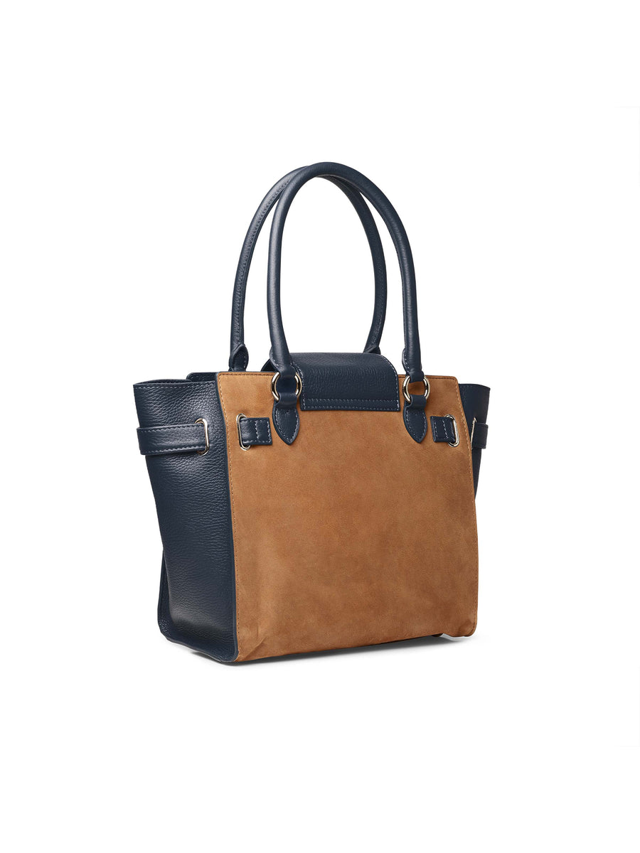 The Windsor - Women's Tote - Tan & Navy Suede