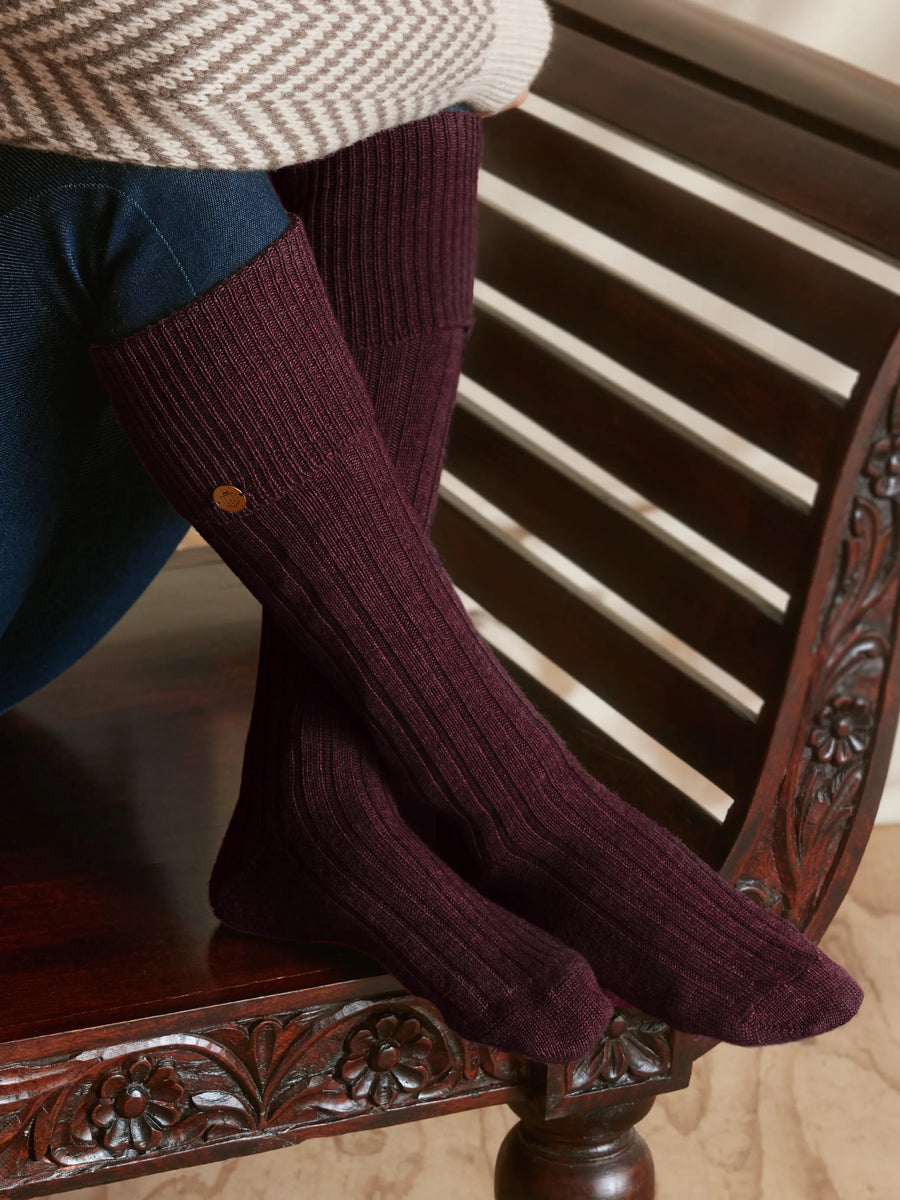 Merino Knee High Socks - Women's Socks - Merino Wool - Elderberry