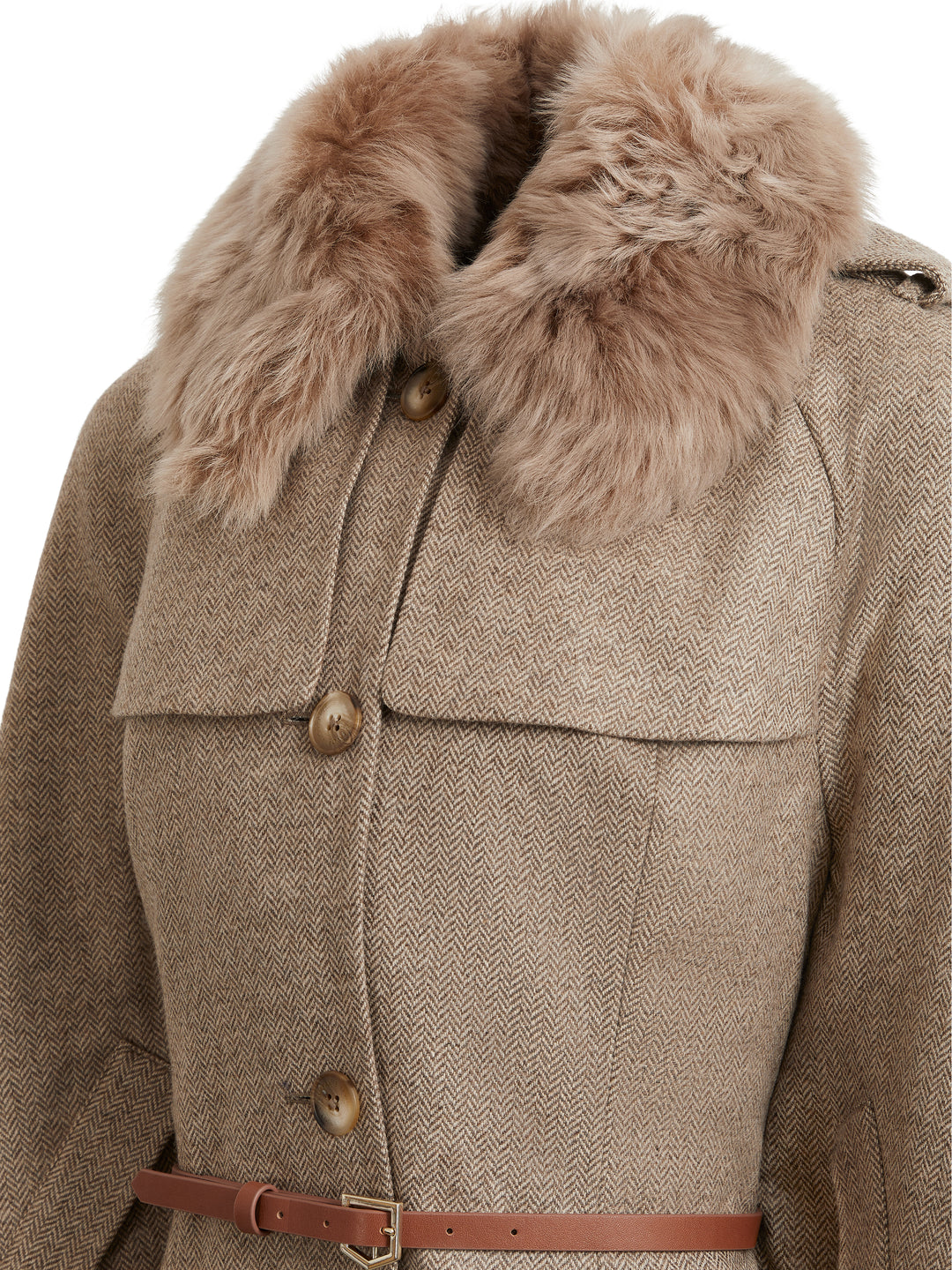 Sienna Wool Cape - Taupe Herringbone - Capes