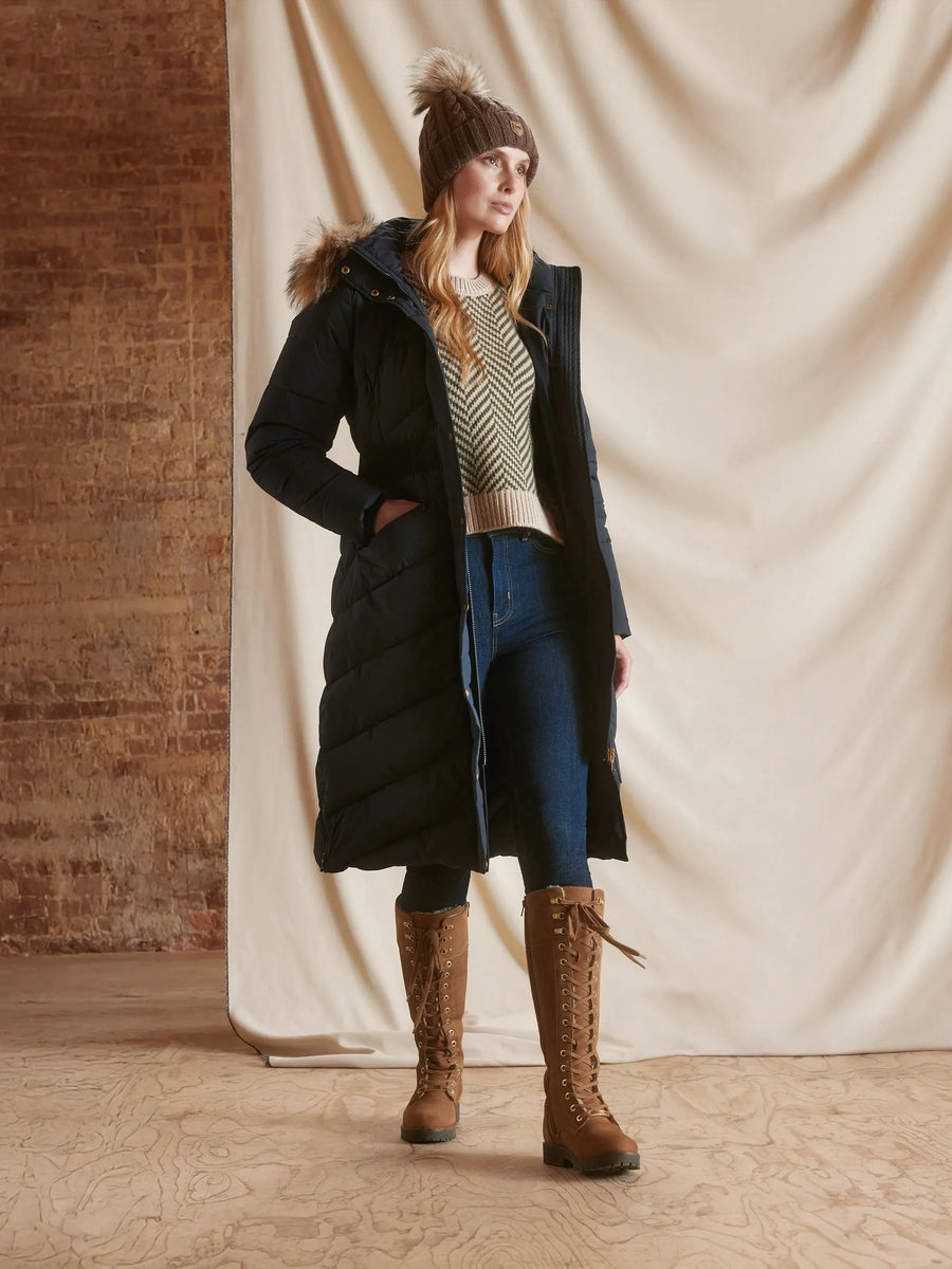 The Lexi - Women's Padded Long Coat - Navy