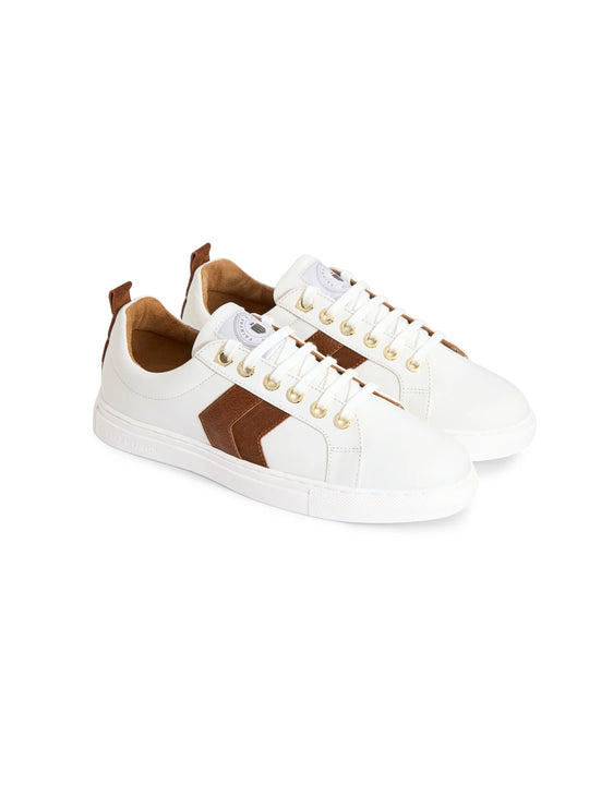 Alexandra - Women's Trainers - White - Tawny | Fairfax & Favor