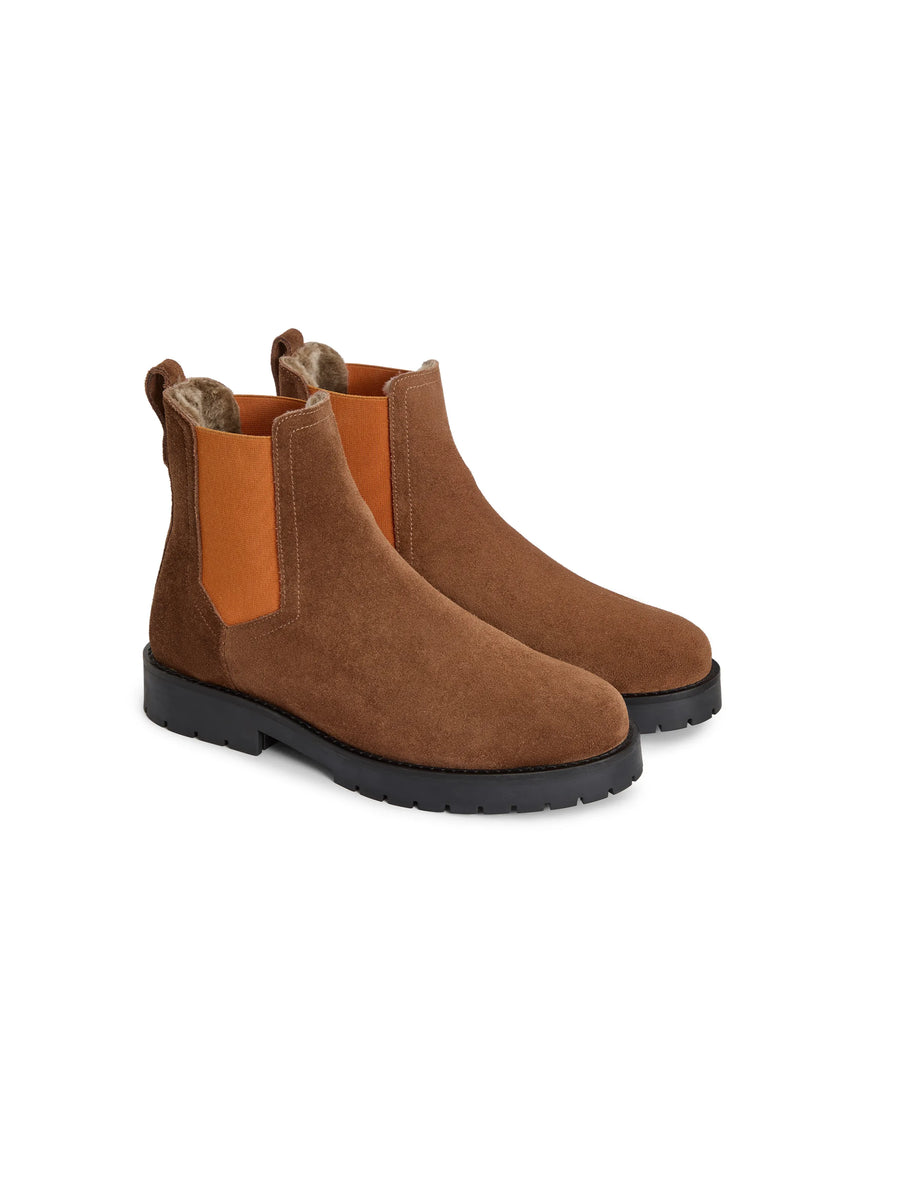 The Boudica - Women's Shearling Lined Ankle Boots - Tawny and Orange