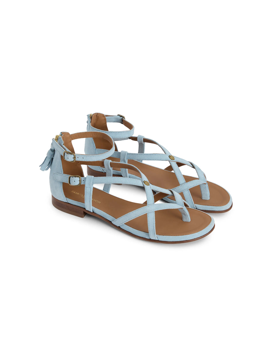 The Brancaster - Women's Sandal - Sky Blue Suede