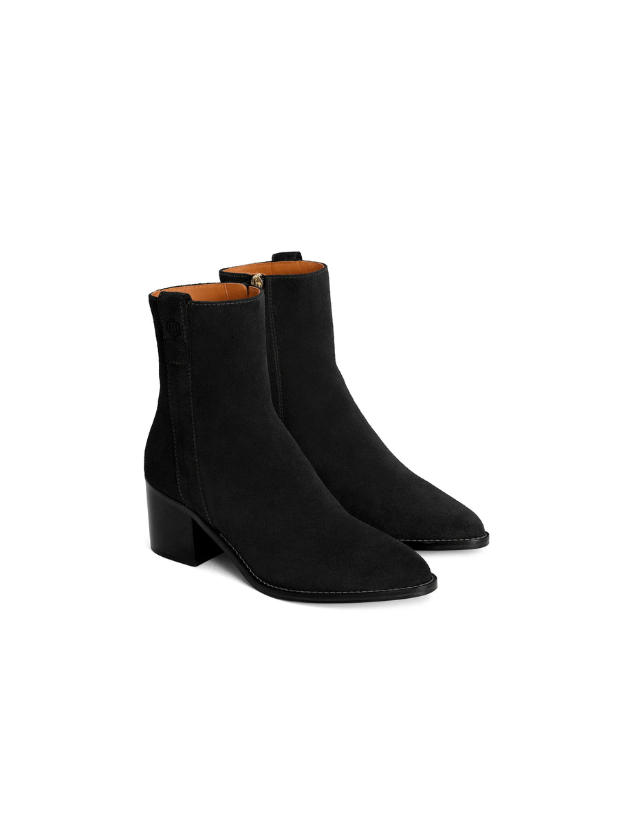 The Ludlow - Women's Heeled Ankle Boots - Black Suede