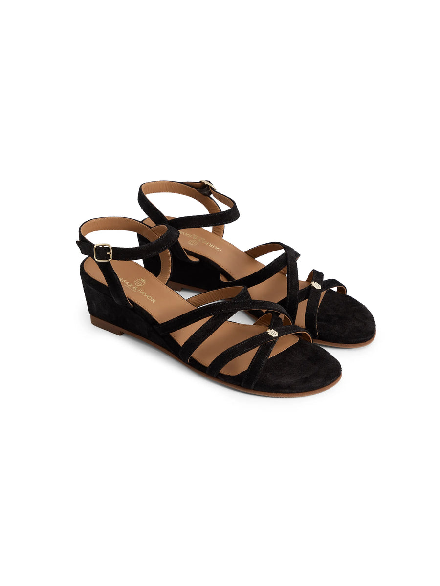 The St Ives - Women's Wedge - Black Suede