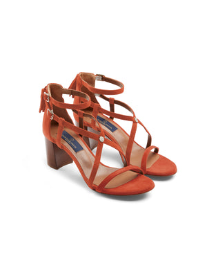 The Brancaster - Women's Heeled Sandal - Sunset Orange Suede