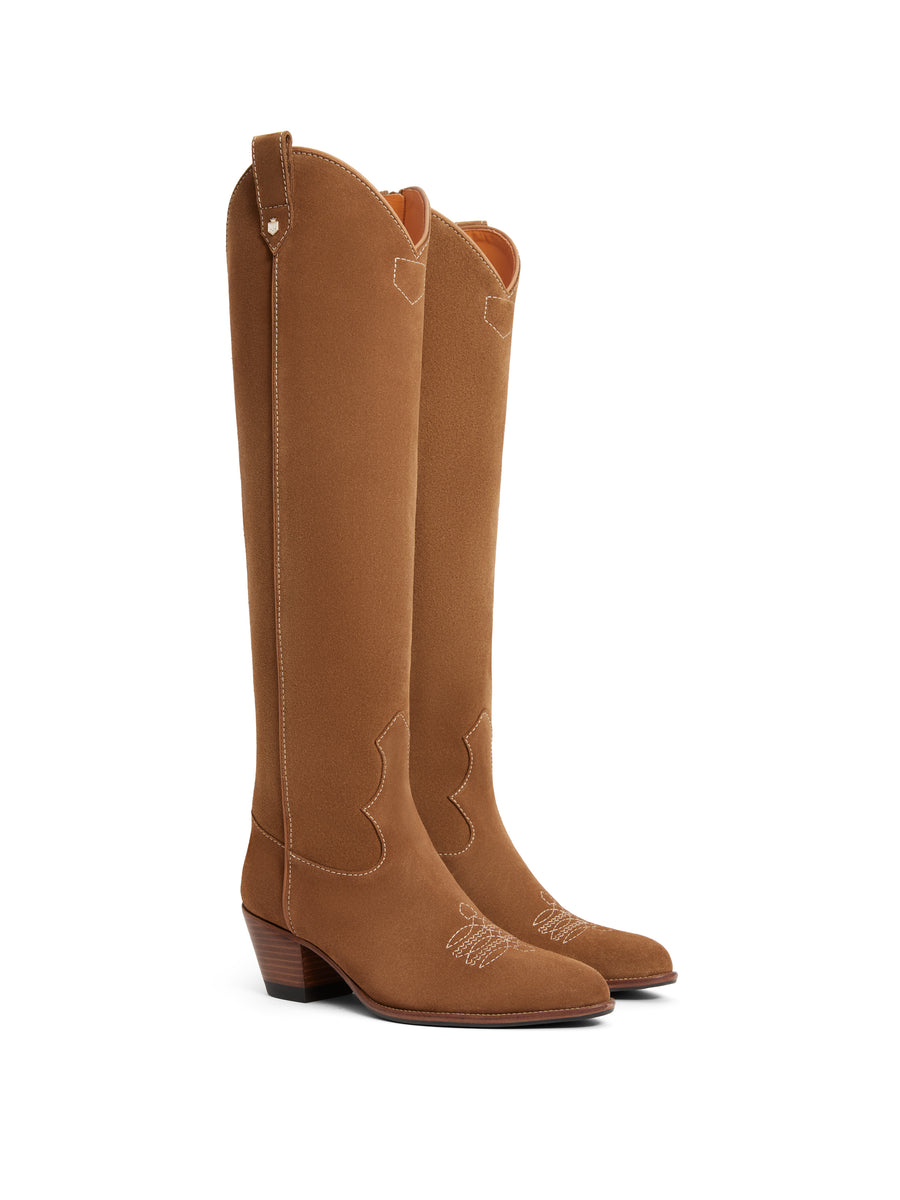 The Arizona - Women's Cowgirl Boots - Tan Suede
