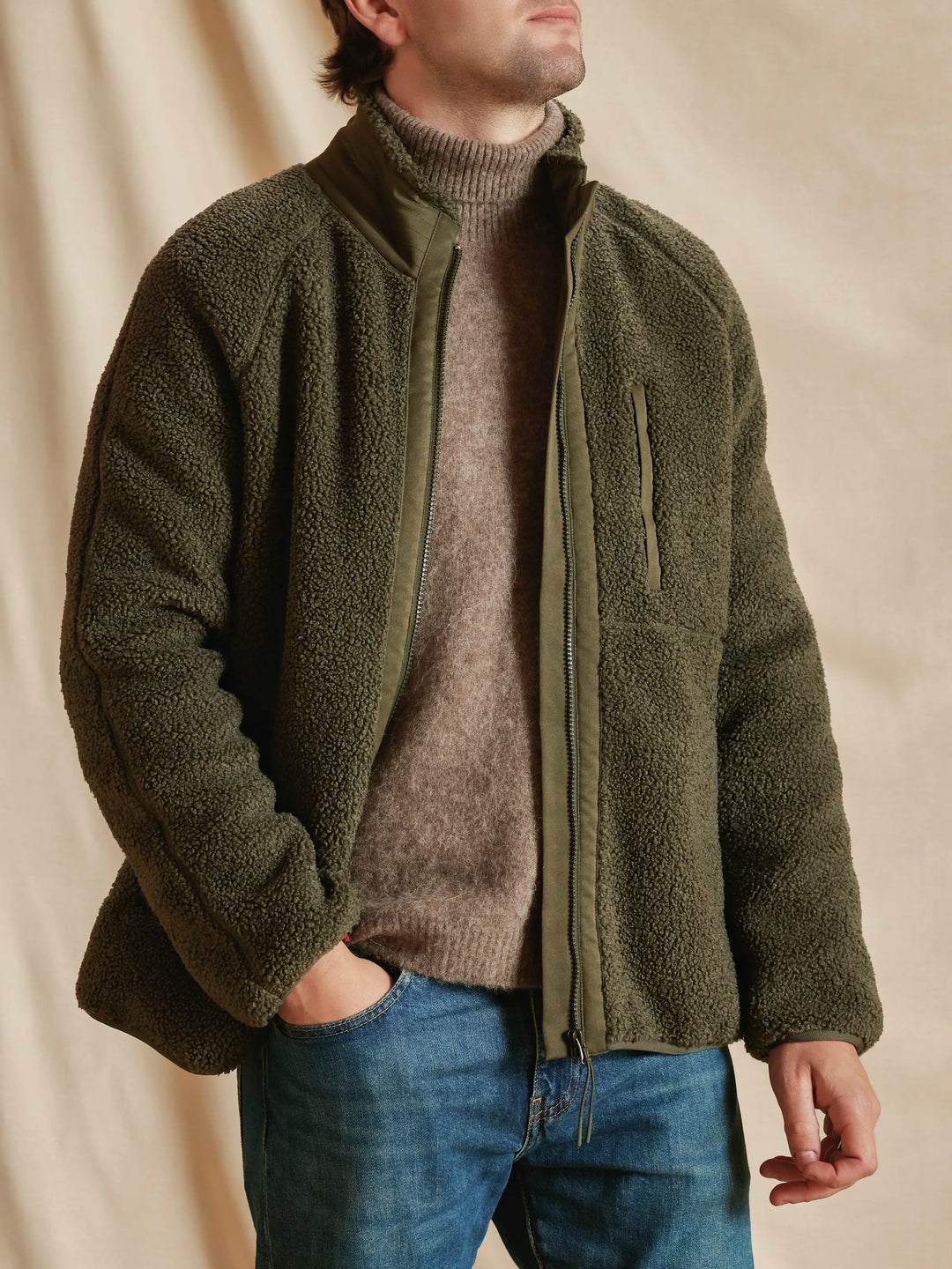 Arlo Fleece Jacket - Khaki - Jackets