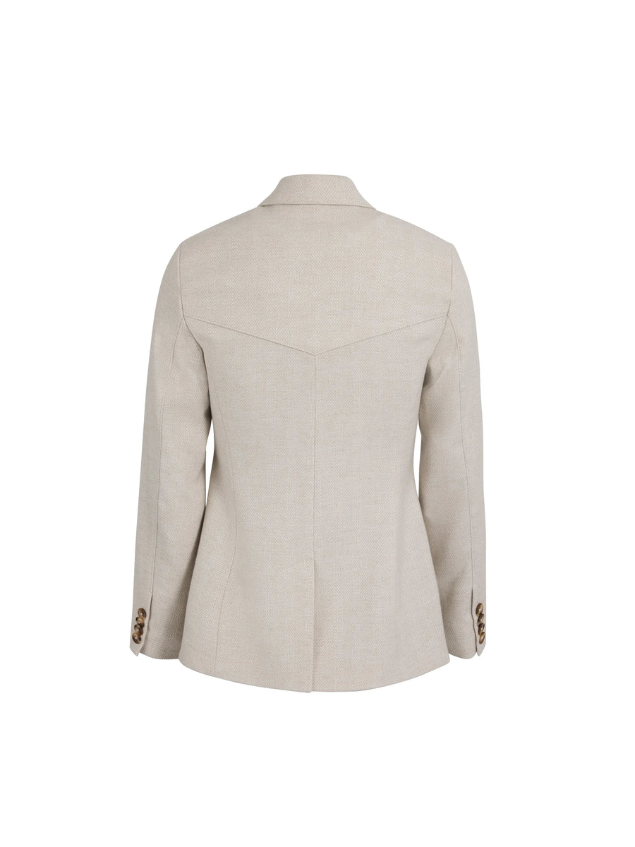 The Etta - Women's Textured Wool Blazer - Ecru