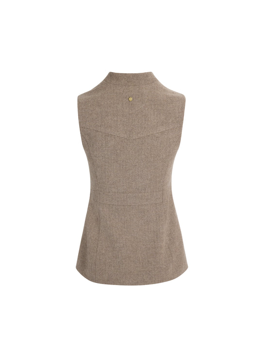 Eliza - Women's Herringbone Gilet - Driftwood | Fairfax & Favor