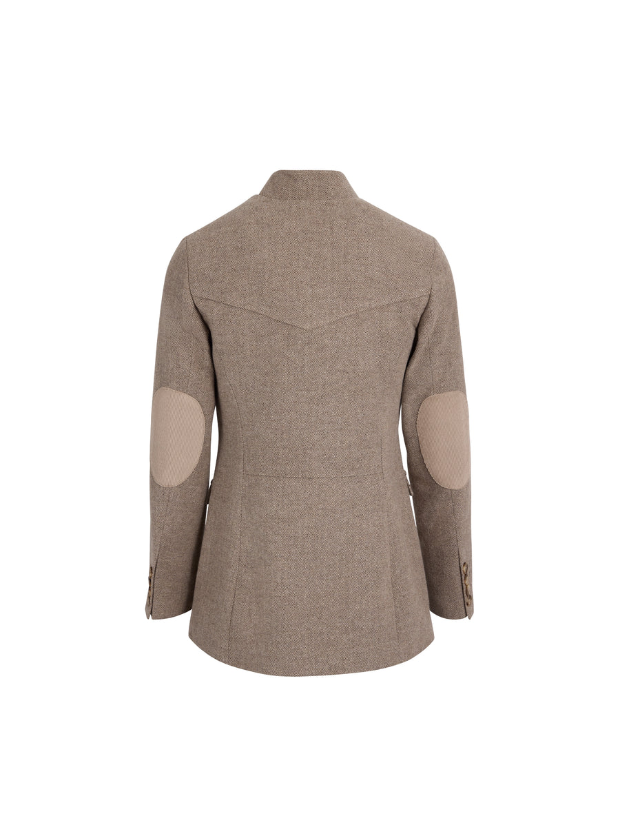 The Eliza - Women's Single Breasted Herringbone Jacket - Driftwood