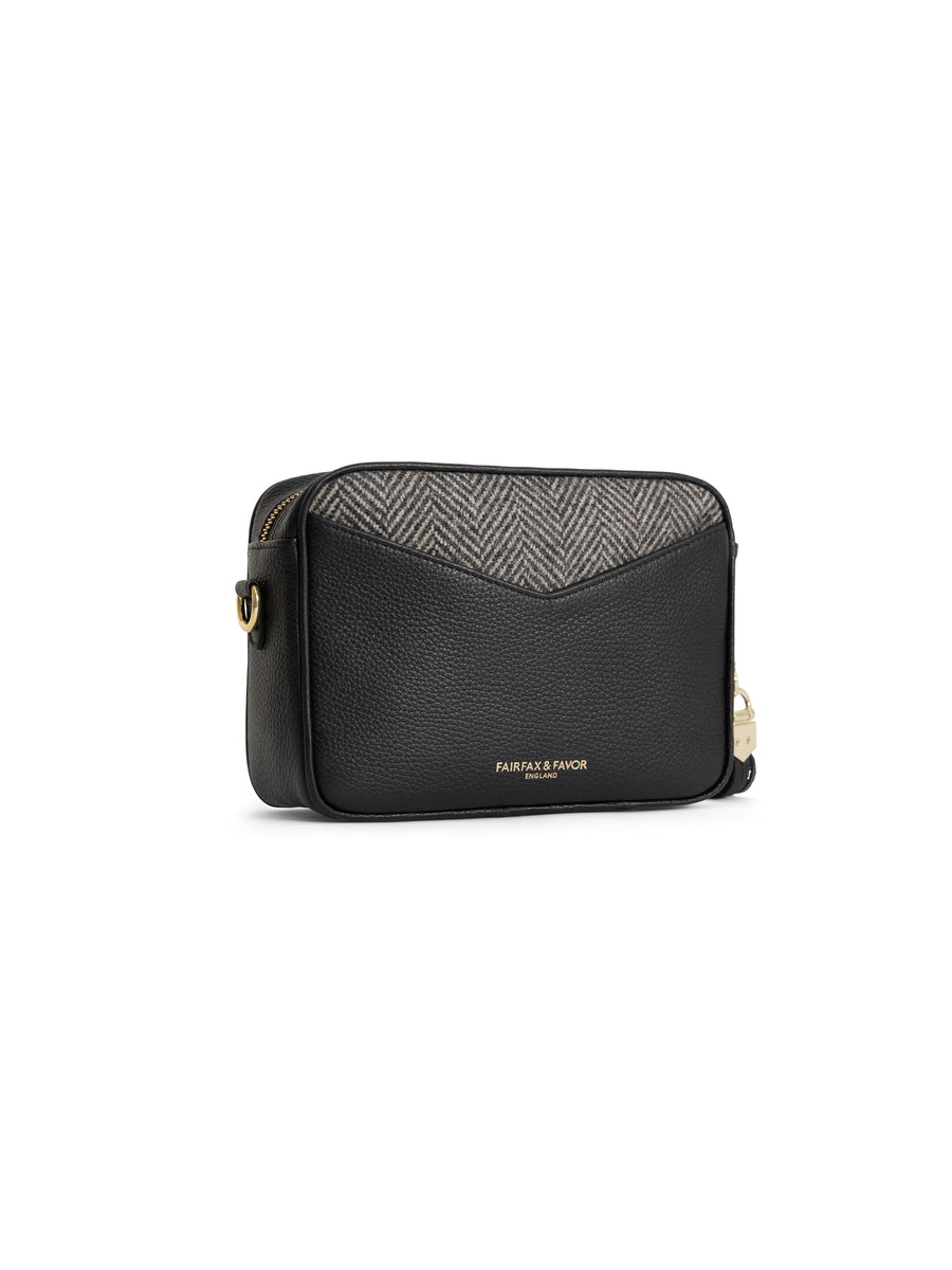 The Finsbury - Women's Crossbody Bag - Black Herringbone