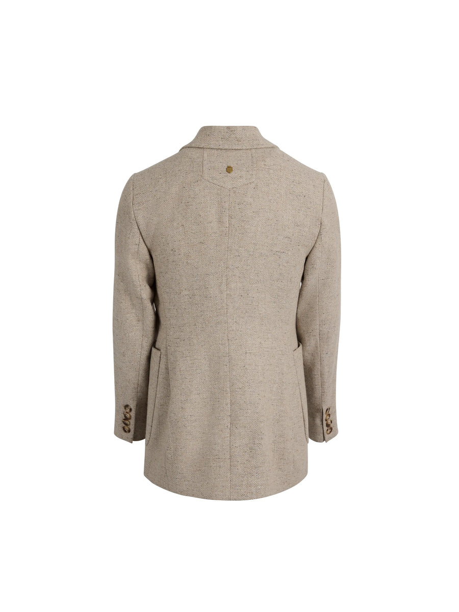 The Henrietta - Women's Single Breasted Herringbone Blazer - Thunder