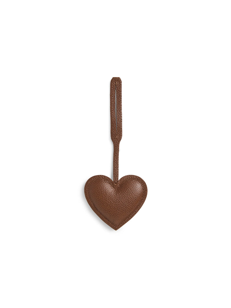 Signature Heart Bag Charm - Tawny Leather