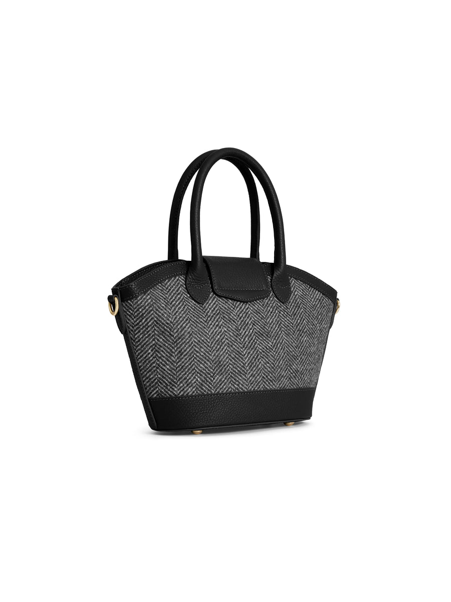 The Windsor - Women's Tote - Black Herringbone Leather