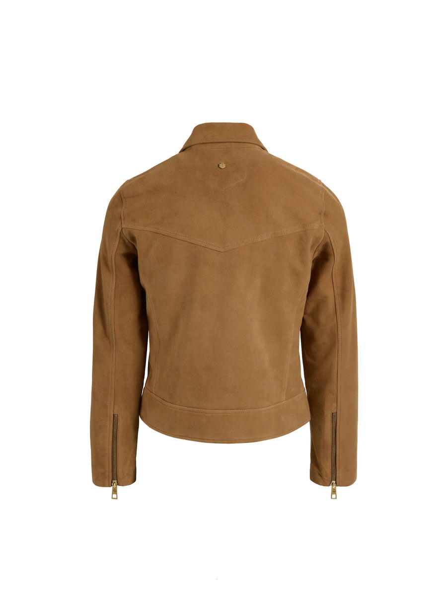 The Thea - Women's Biker Jacket - Honey Tan Suede