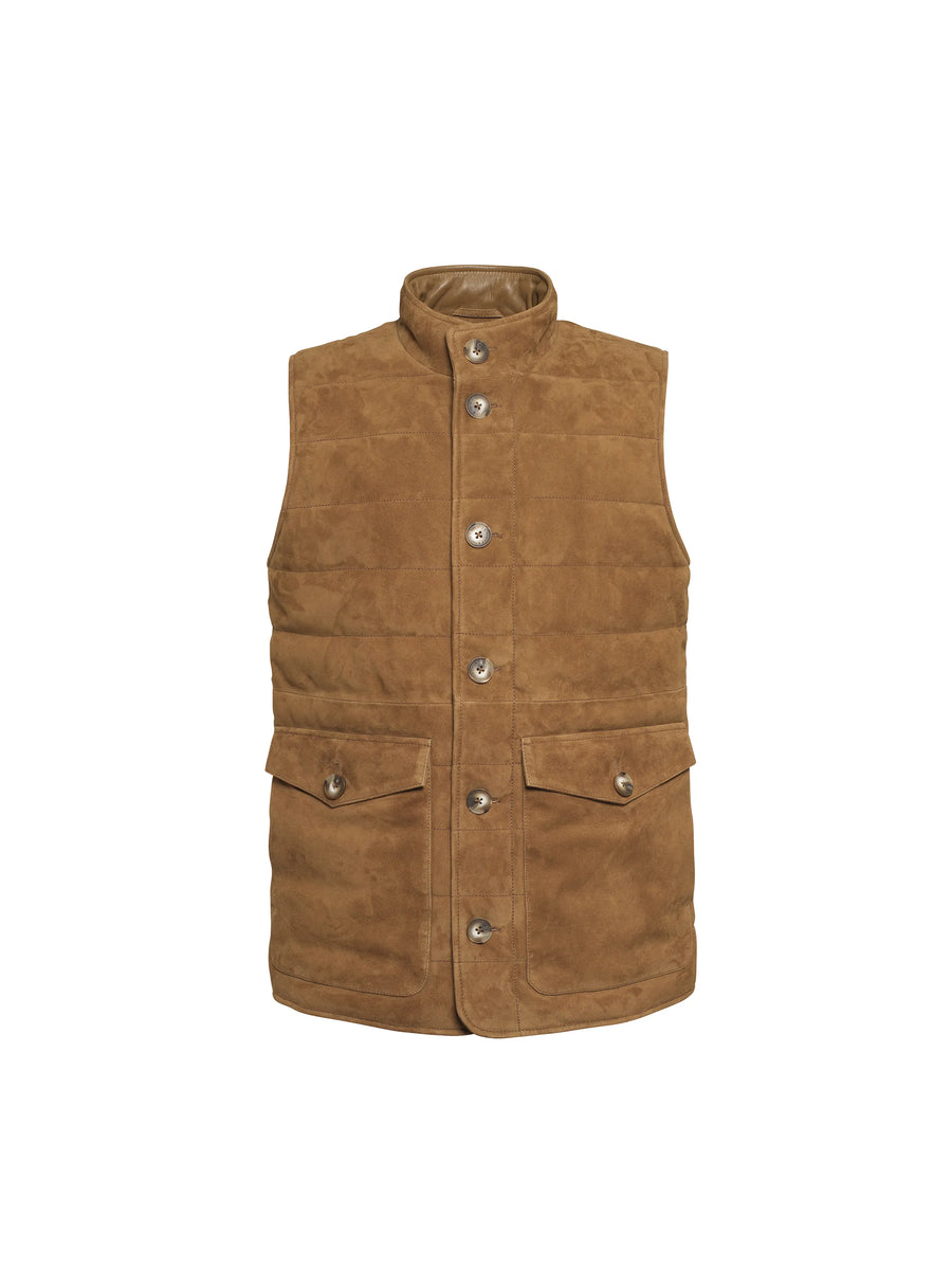 The Hugo - Mens Gilet - Tan Suede