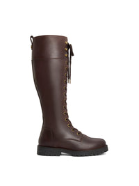 Knee High Shearling Lined Anglesey - Mahogany Leather