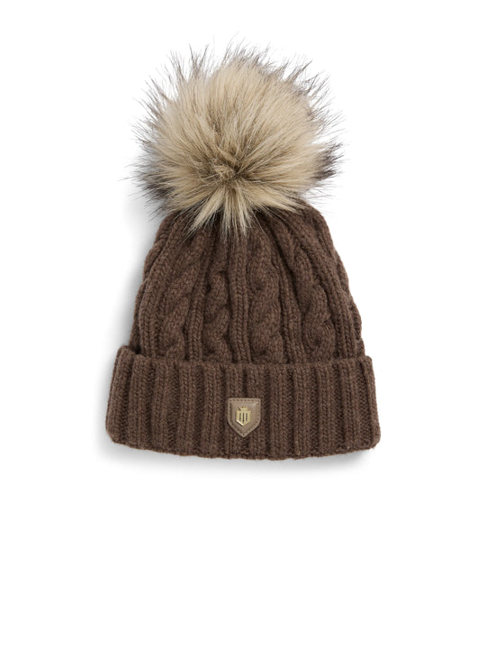 Cable Knit Bobble Hat Women's Woolly Hat Fog Fairfax Favor