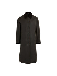 Edith Wax Longline Coat - Dark Khaki