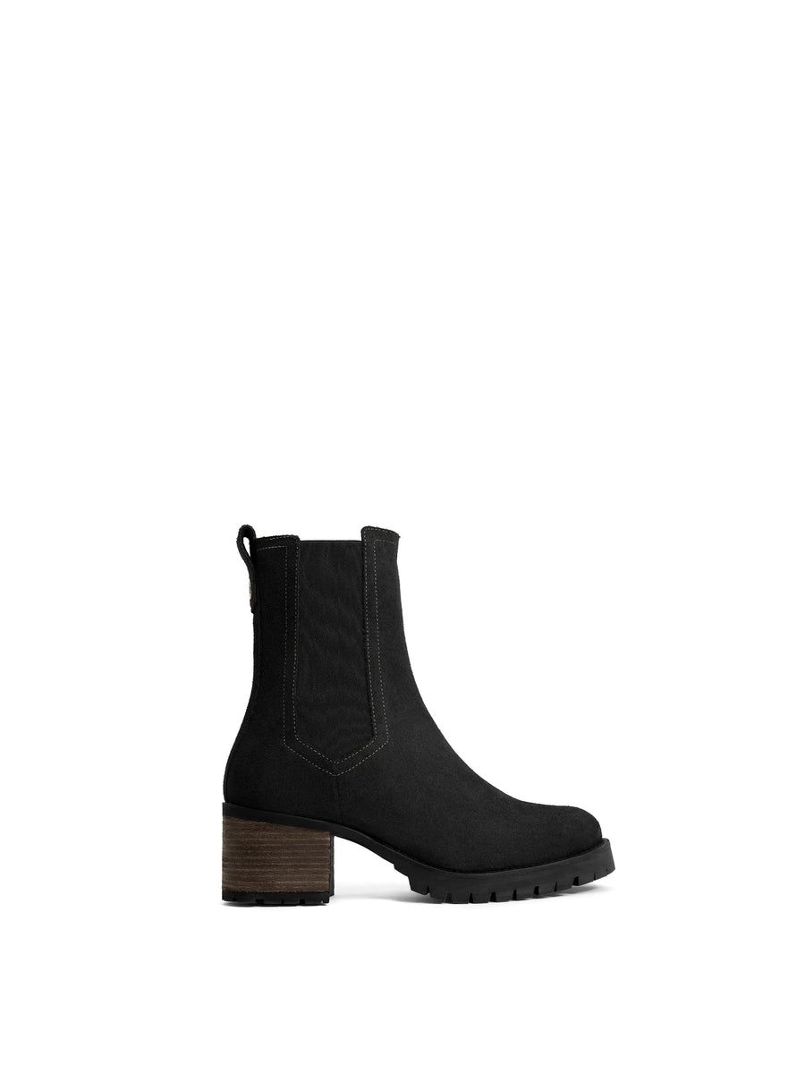 The Boudica - Women's Heeled Ankle Boots - Black Suede