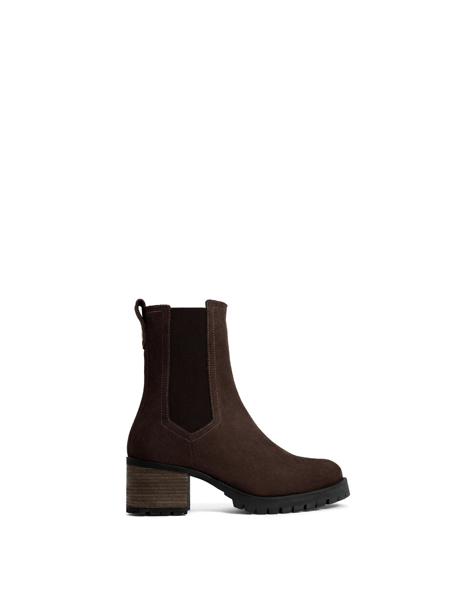 The Boudica - Women's Heeled Ankle Boots - Chocolate Suede