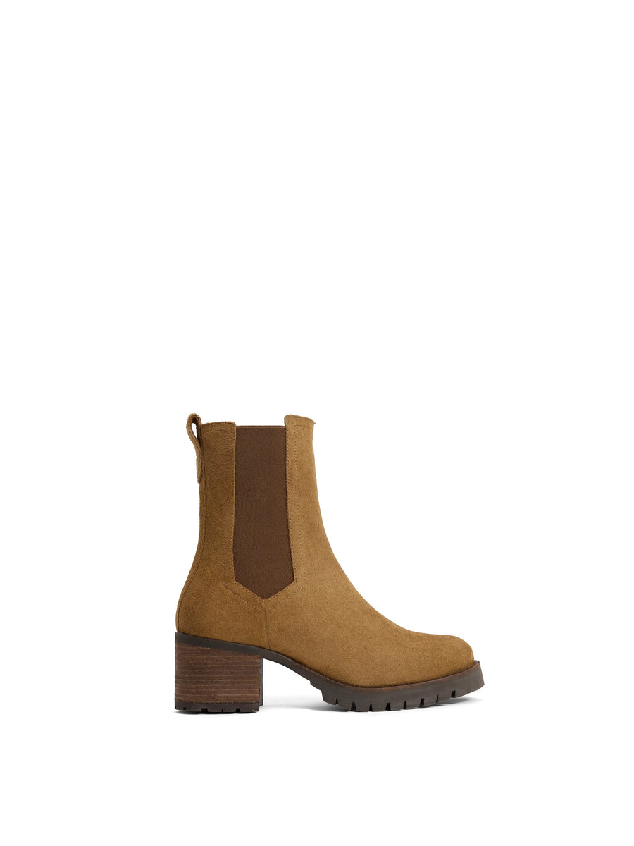 The Boudica - Women's Heeled Ankle Boots - Tan Suede