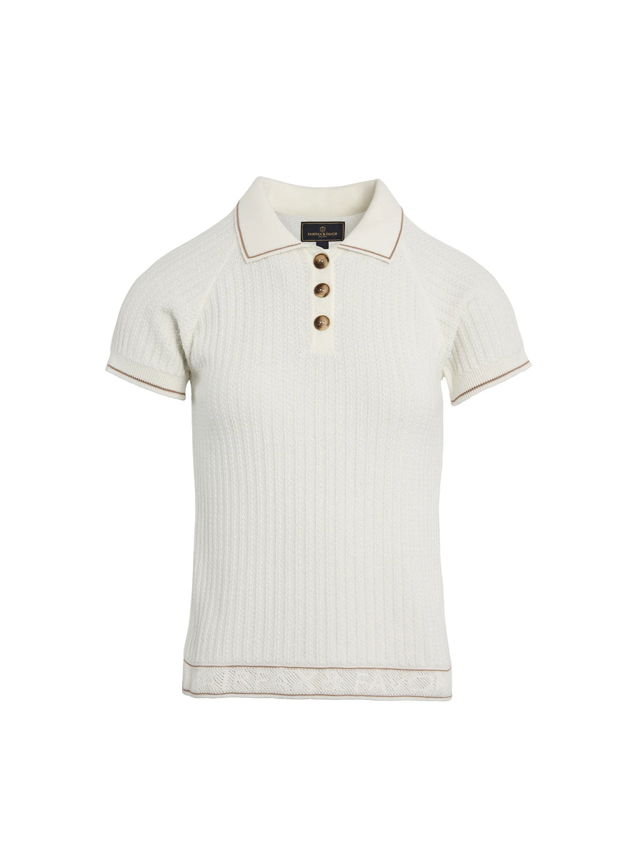 The Mae - Women's Knitted Polo Shirt - Cream
